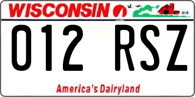 WI license plate 012RSZ