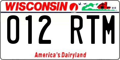 WI license plate 012RTM