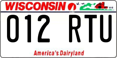 WI license plate 012RTU