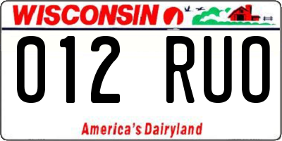 WI license plate 012RUO