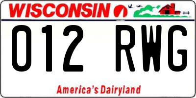 WI license plate 012RWG