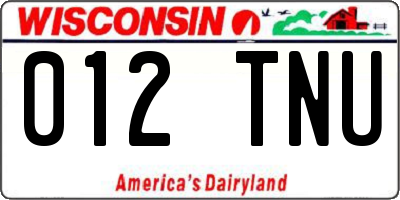 WI license plate 012TNU