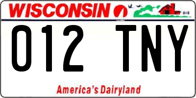 WI license plate 012TNY