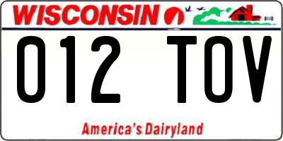 WI license plate 012TOV