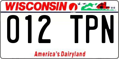 WI license plate 012TPN