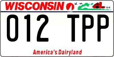 WI license plate 012TPP