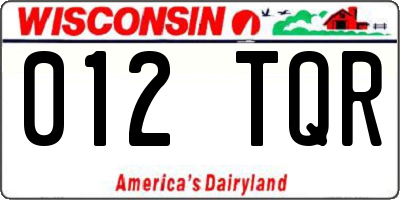 WI license plate 012TQR