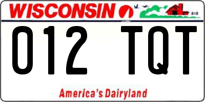 WI license plate 012TQT