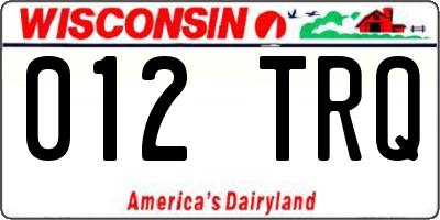 WI license plate 012TRQ