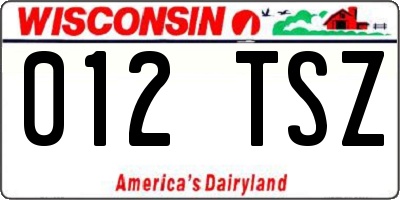 WI license plate 012TSZ