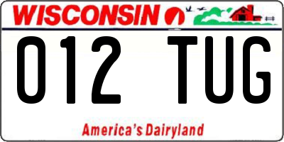 WI license plate 012TUG