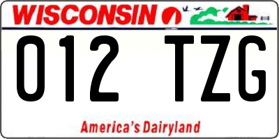 WI license plate 012TZG