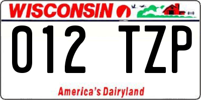 WI license plate 012TZP