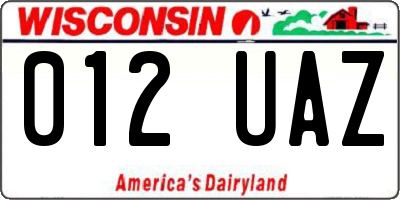 WI license plate 012UAZ