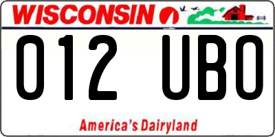 WI license plate 012UBO