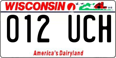 WI license plate 012UCH