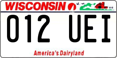 WI license plate 012UEI