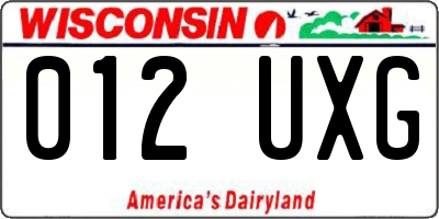 WI license plate 012UXG