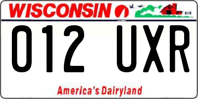 WI license plate 012UXR