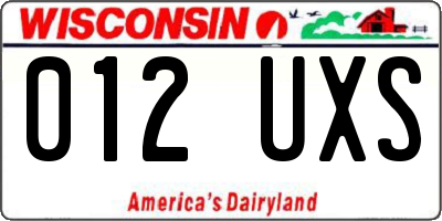 WI license plate 012UXS