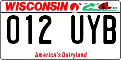 WI license plate 012UYB