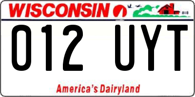 WI license plate 012UYT