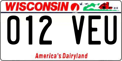 WI license plate 012VEU