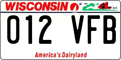 WI license plate 012VFB