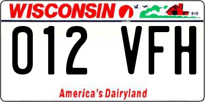 WI license plate 012VFH
