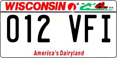 WI license plate 012VFI