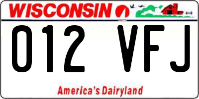 WI license plate 012VFJ