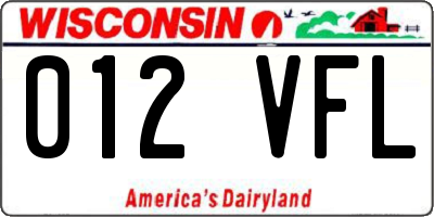 WI license plate 012VFL