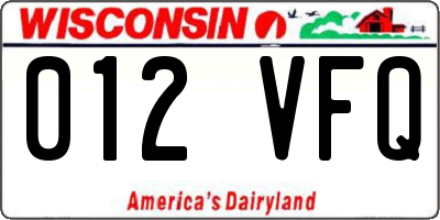 WI license plate 012VFQ