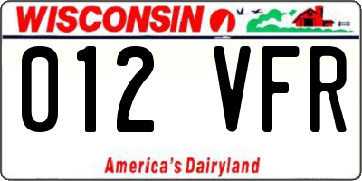 WI license plate 012VFR