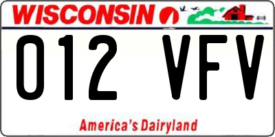 WI license plate 012VFV