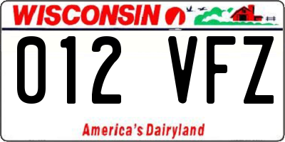 WI license plate 012VFZ