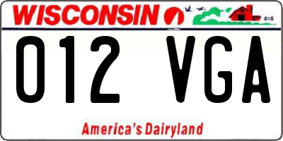 WI license plate 012VGA