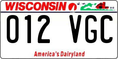 WI license plate 012VGC