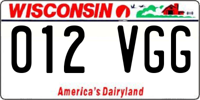 WI license plate 012VGG