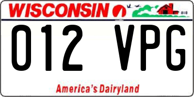 WI license plate 012VPG