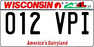 WI license plate 012VPI