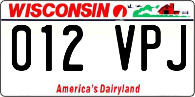 WI license plate 012VPJ