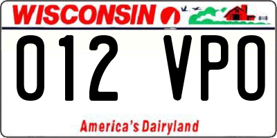 WI license plate 012VPO