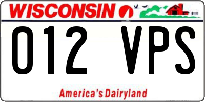 WI license plate 012VPS