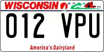 WI license plate 012VPU