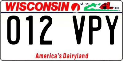 WI license plate 012VPY