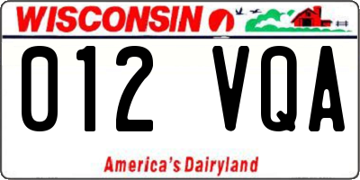 WI license plate 012VQA