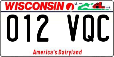 WI license plate 012VQC