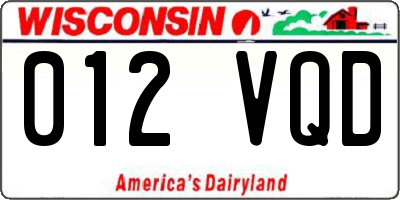 WI license plate 012VQD