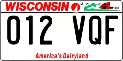 WI license plate 012VQF